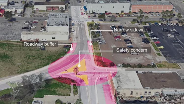 Proposed redesign for S. Chaparral at Agnes Street to focus on safety, traffic flow