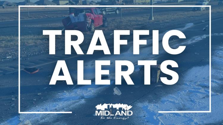 Low-boy trailer damages railroad crossing in Midland, causing road closure