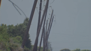 Brazoria County residents say power poles are left leaning almost a year post-Beryl