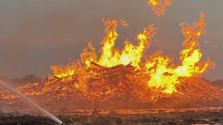 Large fire near Alice and San Diego will likely have to 'burn itself out'